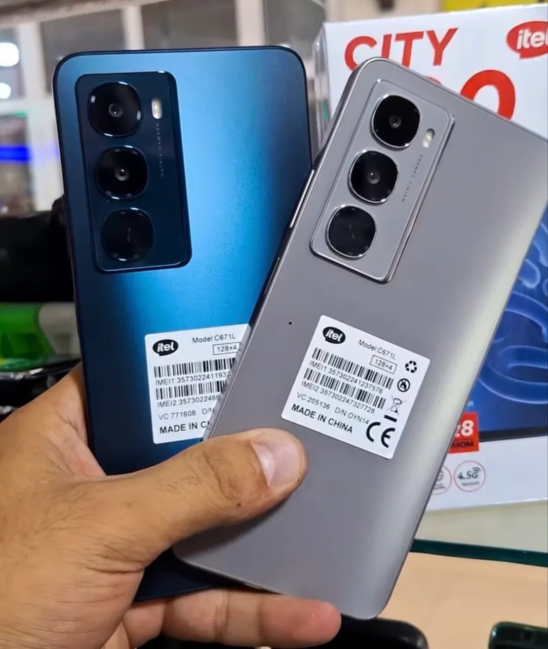 Celular Itel City 100 4G 256/04- Azul e Cinza Entrega Grátis 