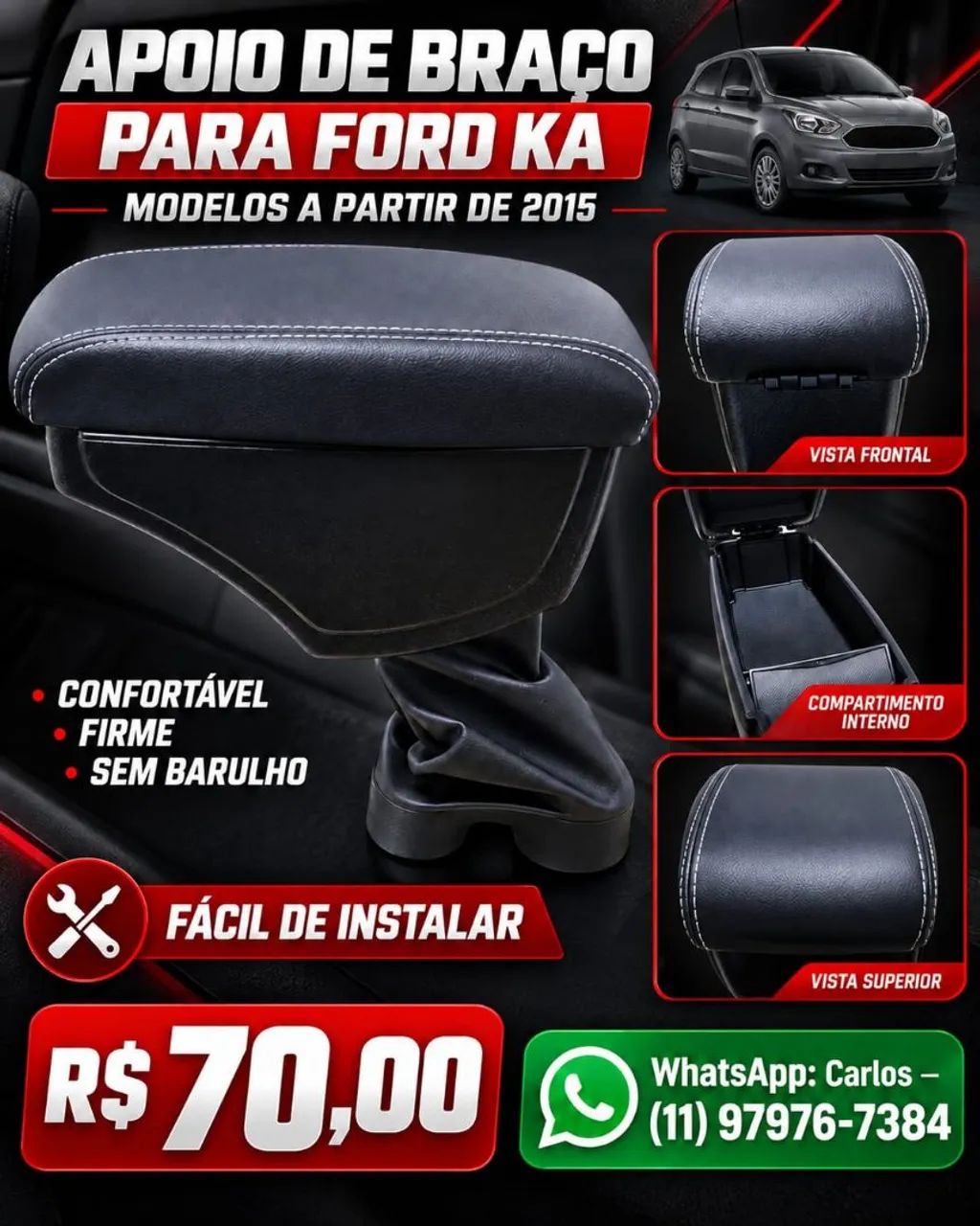 Apoio de braço e calotinha para ford KA - Foto 2