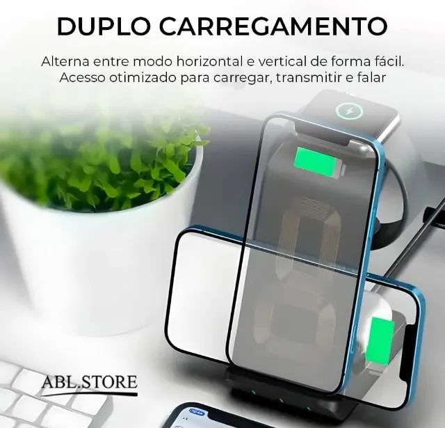 Carregador sem Fio para Iphone 3 em 1 Compatível com Apple iPhone/iWatch/Pods - Foto 4