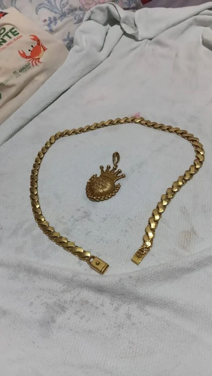 Corrente Com Pingente Moeda Antiga - Foto 2