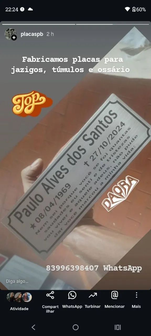 Placas para Identificar Jazigos 