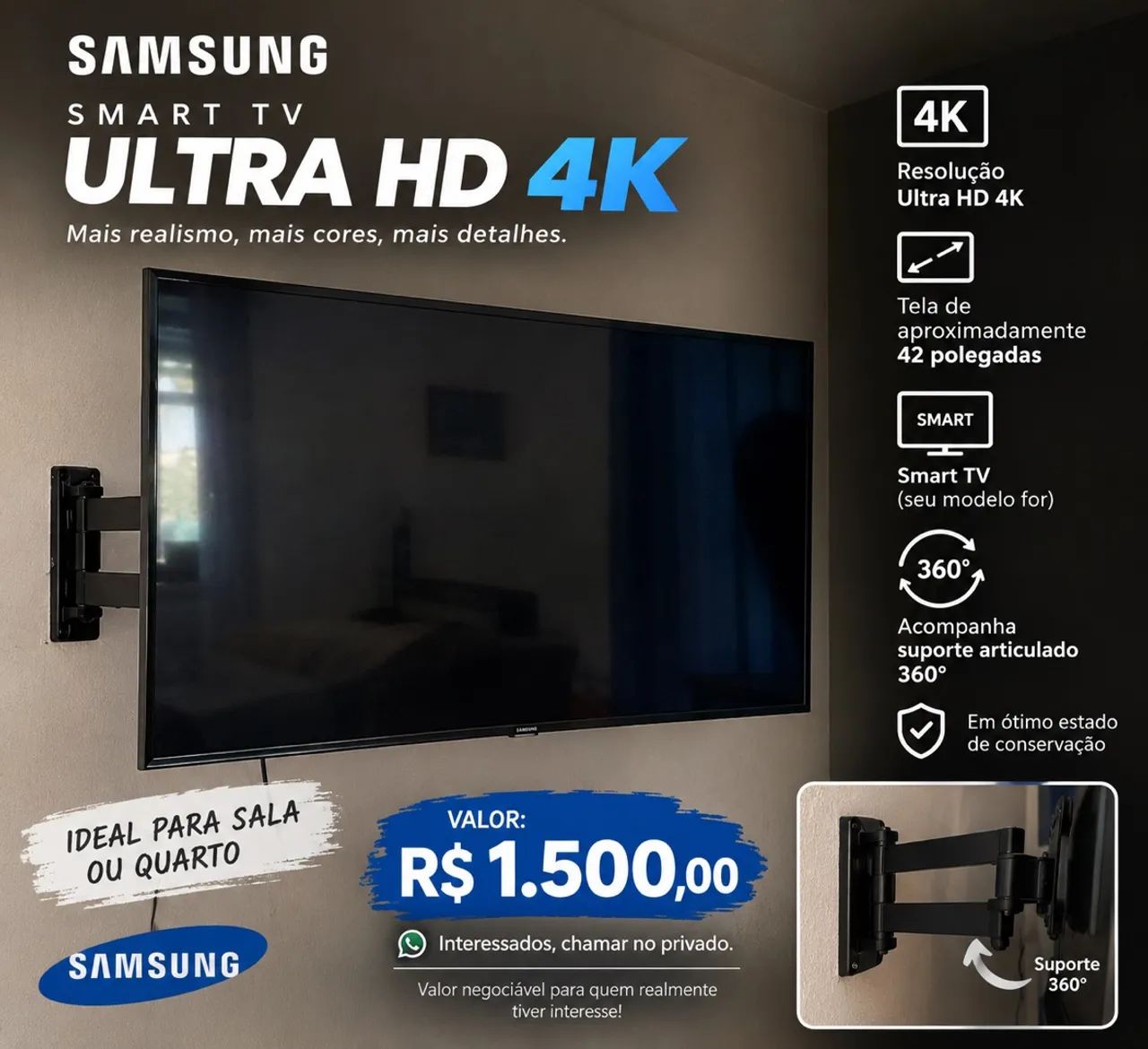 TV SAMSUNG ULTRA HD 4K (43 polegadas)