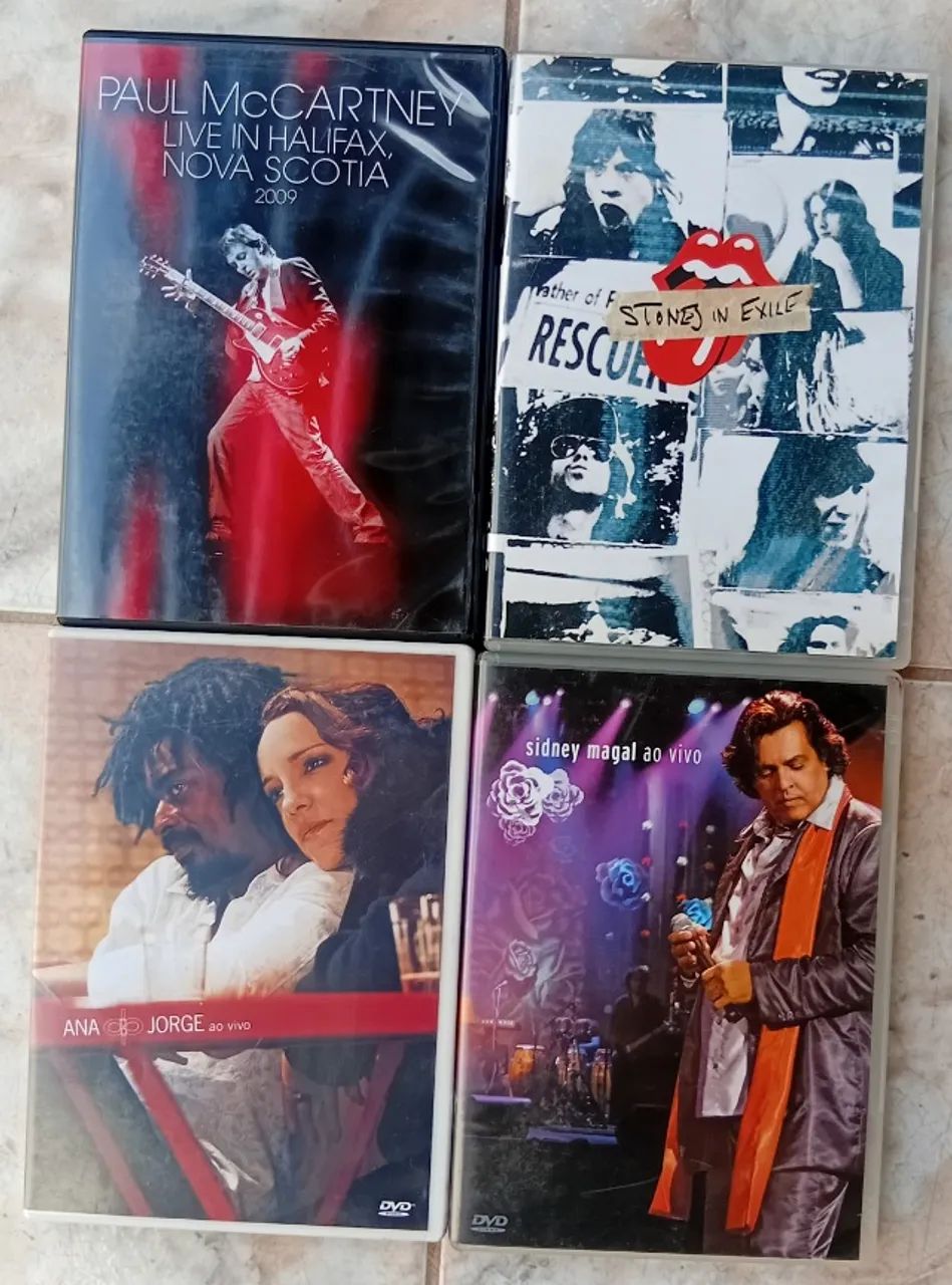 paul mccartney/rolling stones/Ana e Jorge/Sidney Magal(pacote 4 dvds)