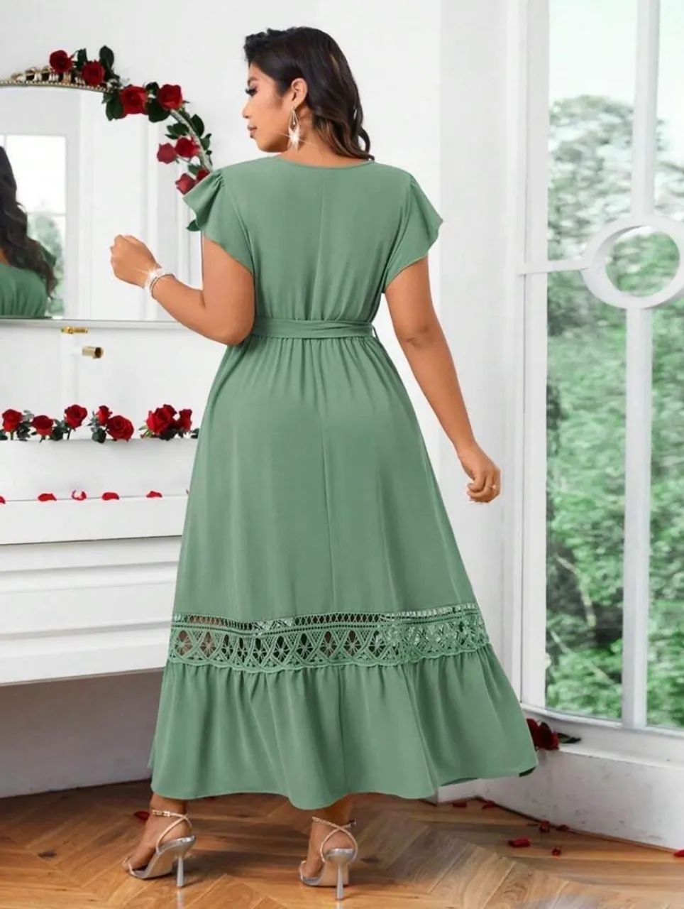 vestido longo verde manga curta - Foto 2