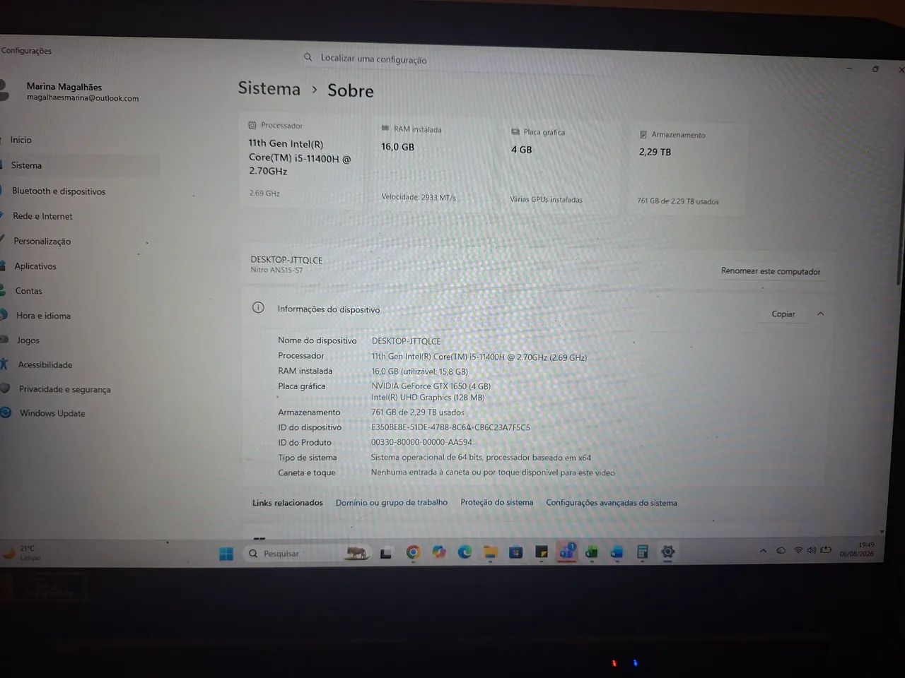 Notebook gamer acer nitro  - Foto 2