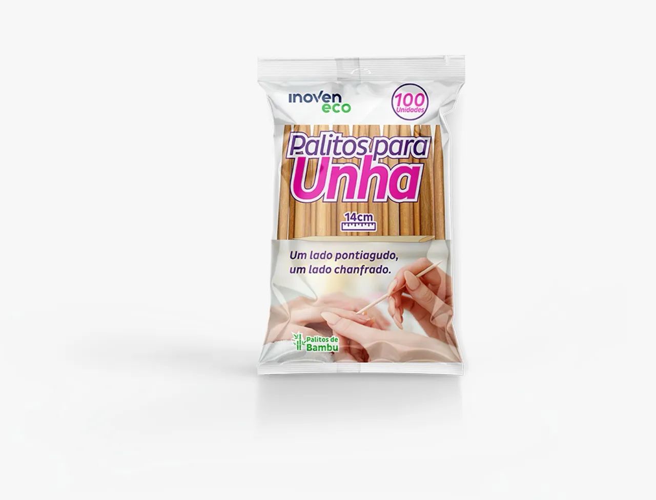Palitos para Unha de Bambu - Pacote com 100 unidades