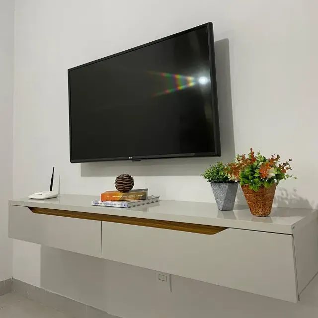 Rack Suspenso Slim Curvo 180cm Tv Até 65 Moderno 