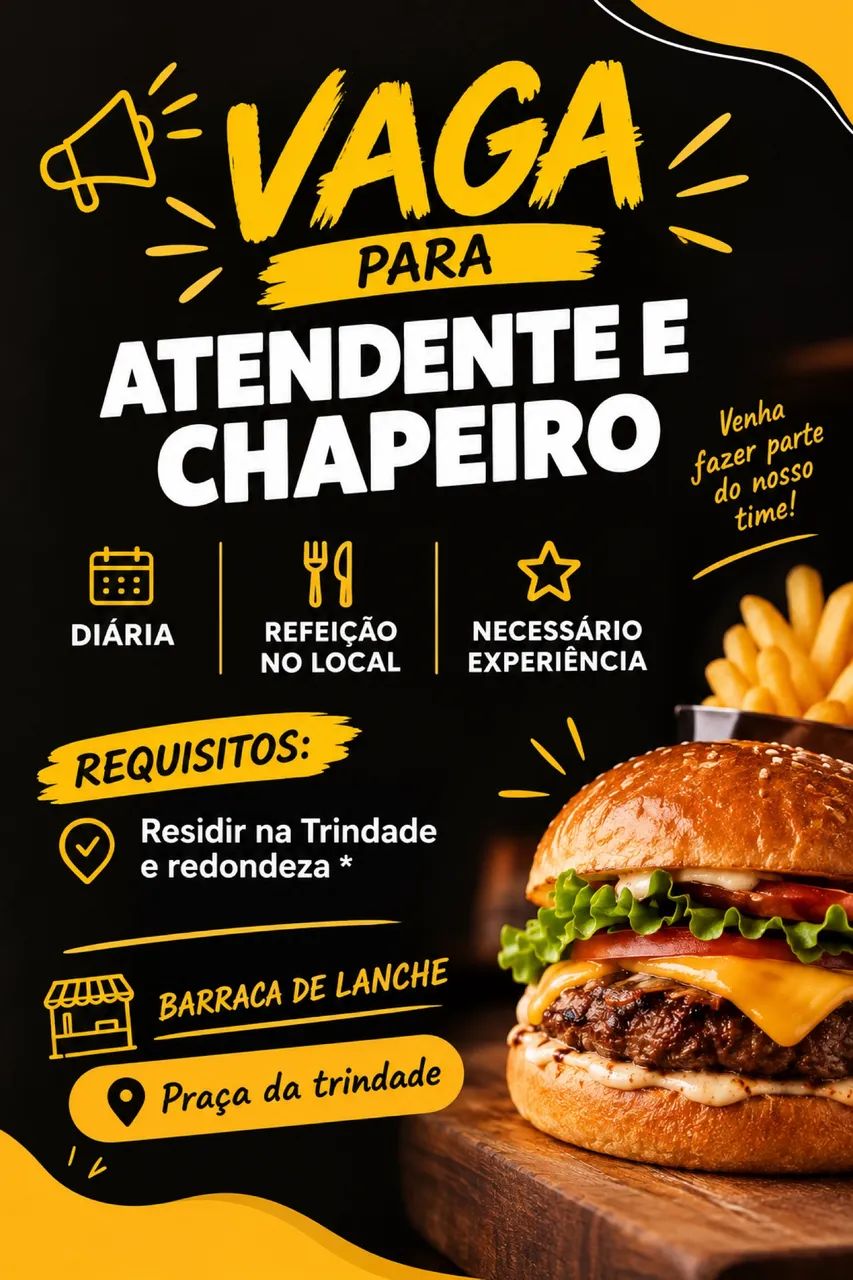 vaga para chapeiro e atendente 