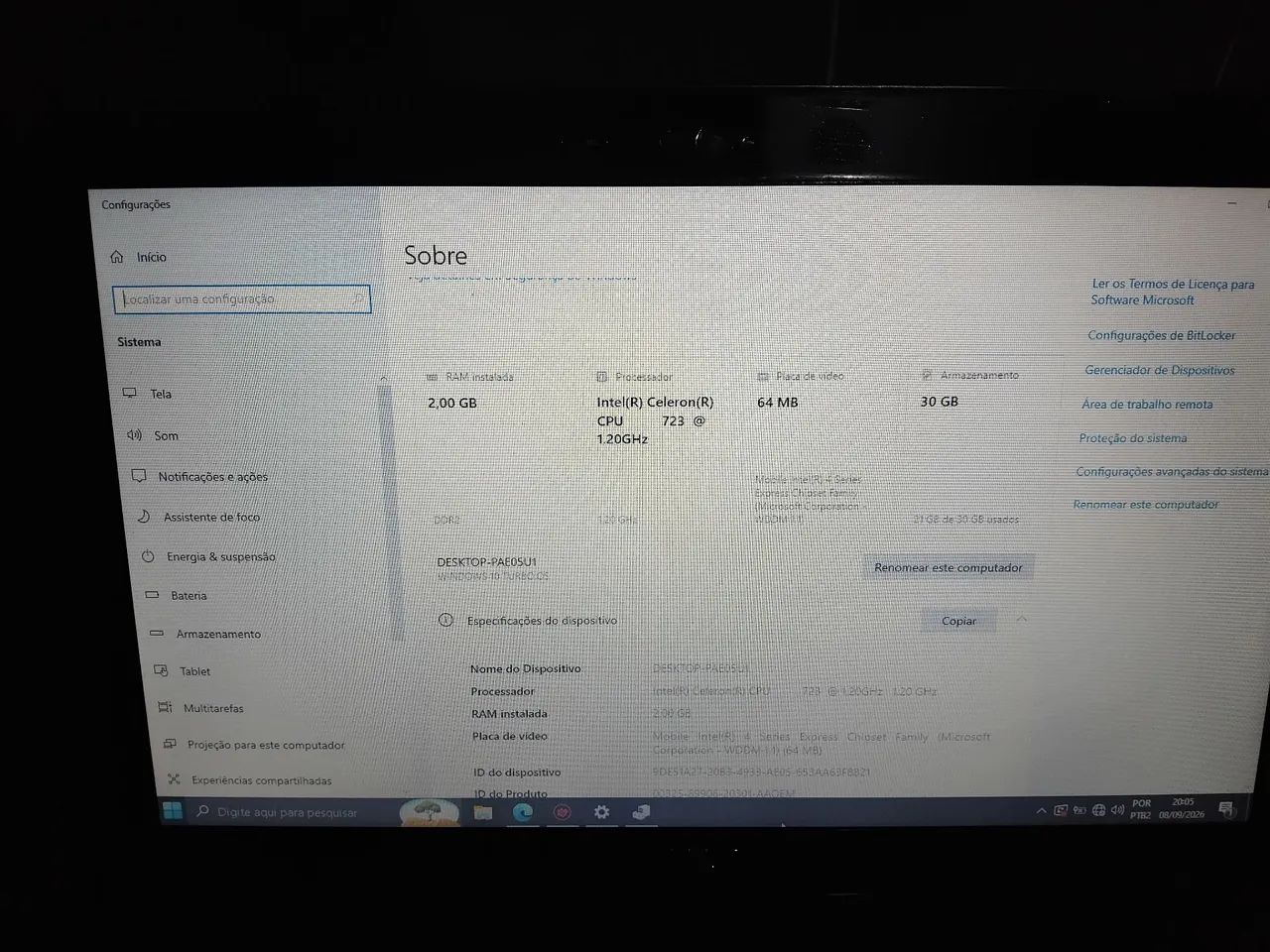 Netbook msi 10 polegadas 2gb 32gb SSD funcionando windows 10 office - Foto 4