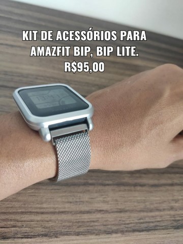 Kit Pulseira Magnética Prata para Amazfit Bip, Lite  - Foto 5