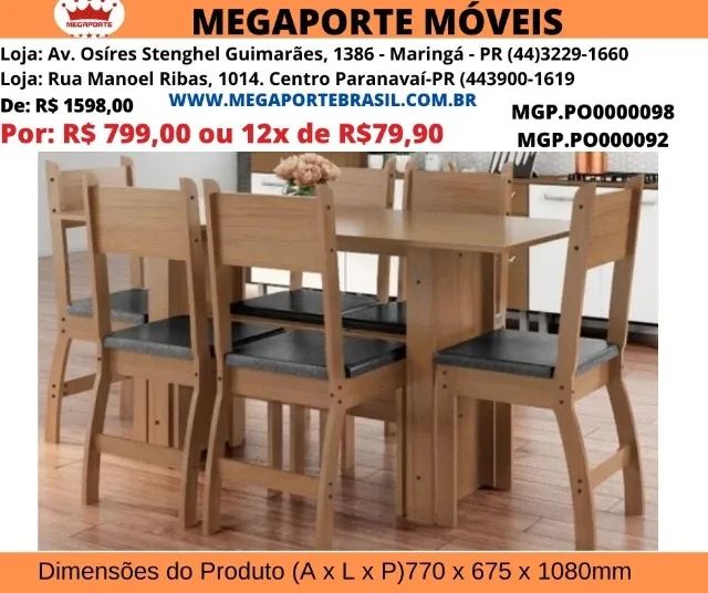 Sala de Jantar-Jogo de Mesa com 6 cadeiras-Copa-Móveis em Oferta (Novo) -  Móveis - Conjunto Habitacional Karina, Maringá 1243140648