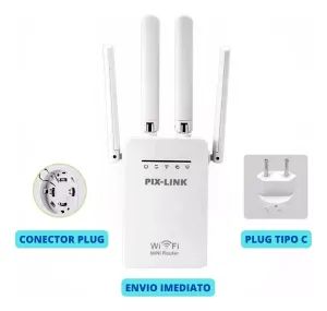 Repetidor Wifi 2800m 4 Antenas Amplificador De Sinal PIX LINK