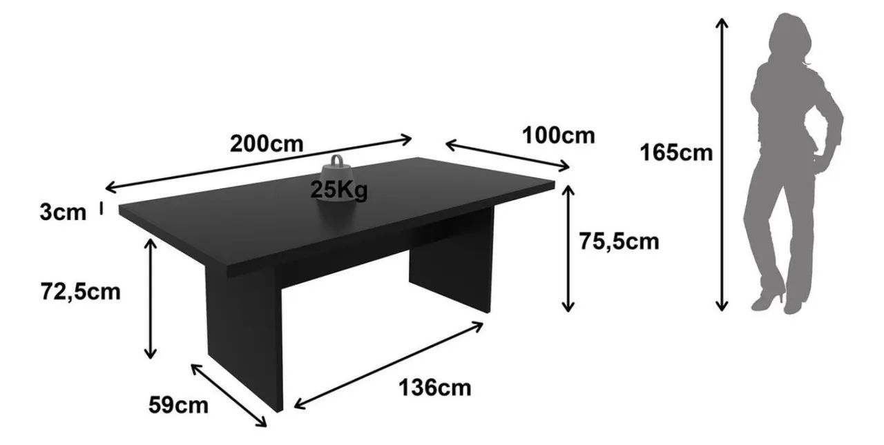 MESA DE REUNIAO PRETA EXECUTIVA 2.00x1.00 - LOJA IKONMIXOFFICE - Foto 4