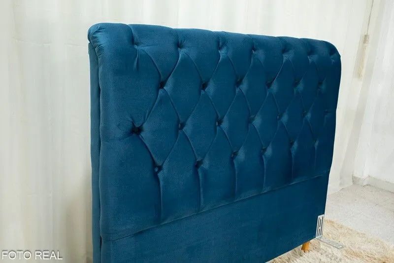 Cabeceira Casal Suede Azul Largura 1.40m - Foto 3