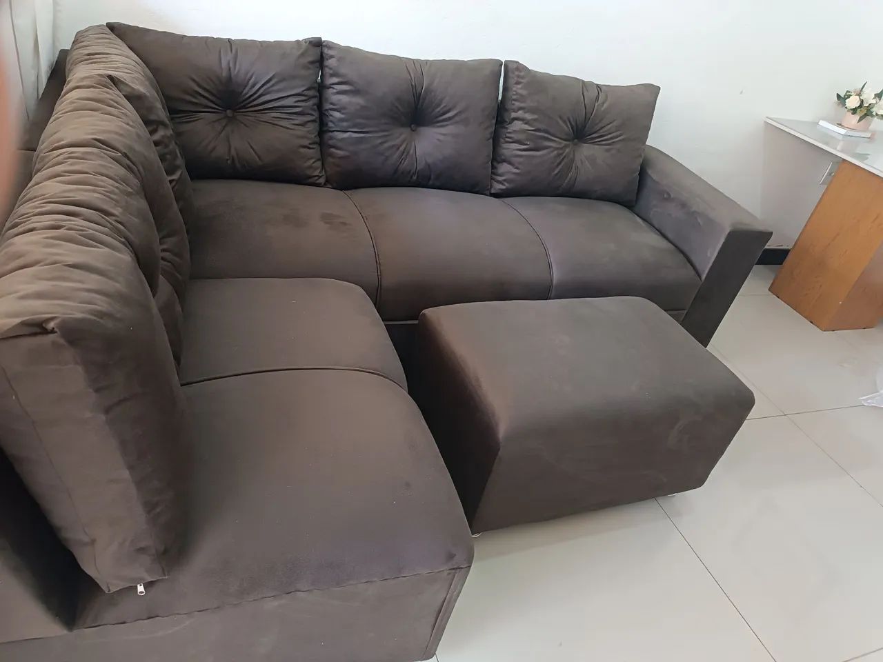 Sofá de Canto Marrom - Novo, 5 lugares! - Foto 3