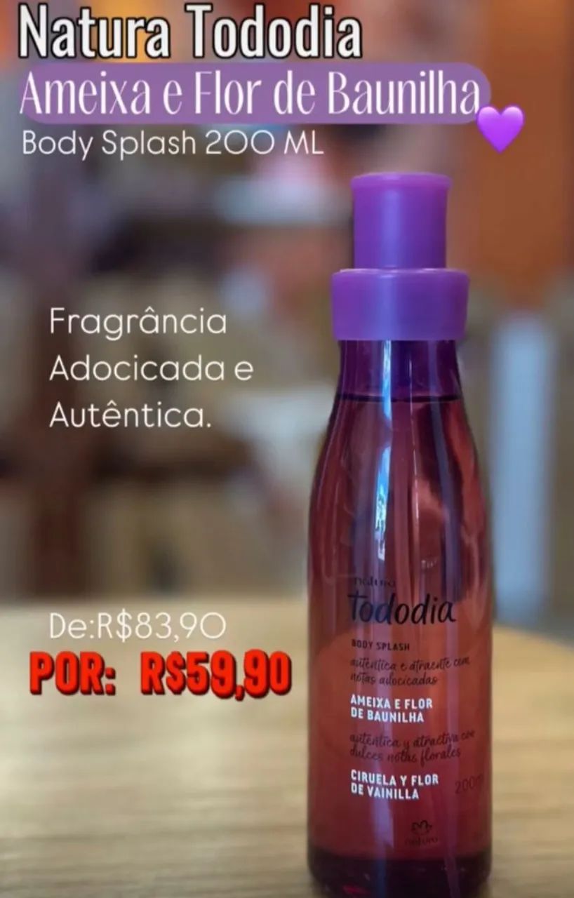 Body Splash Natura Tododia Ameixa e Flor de Baunilha