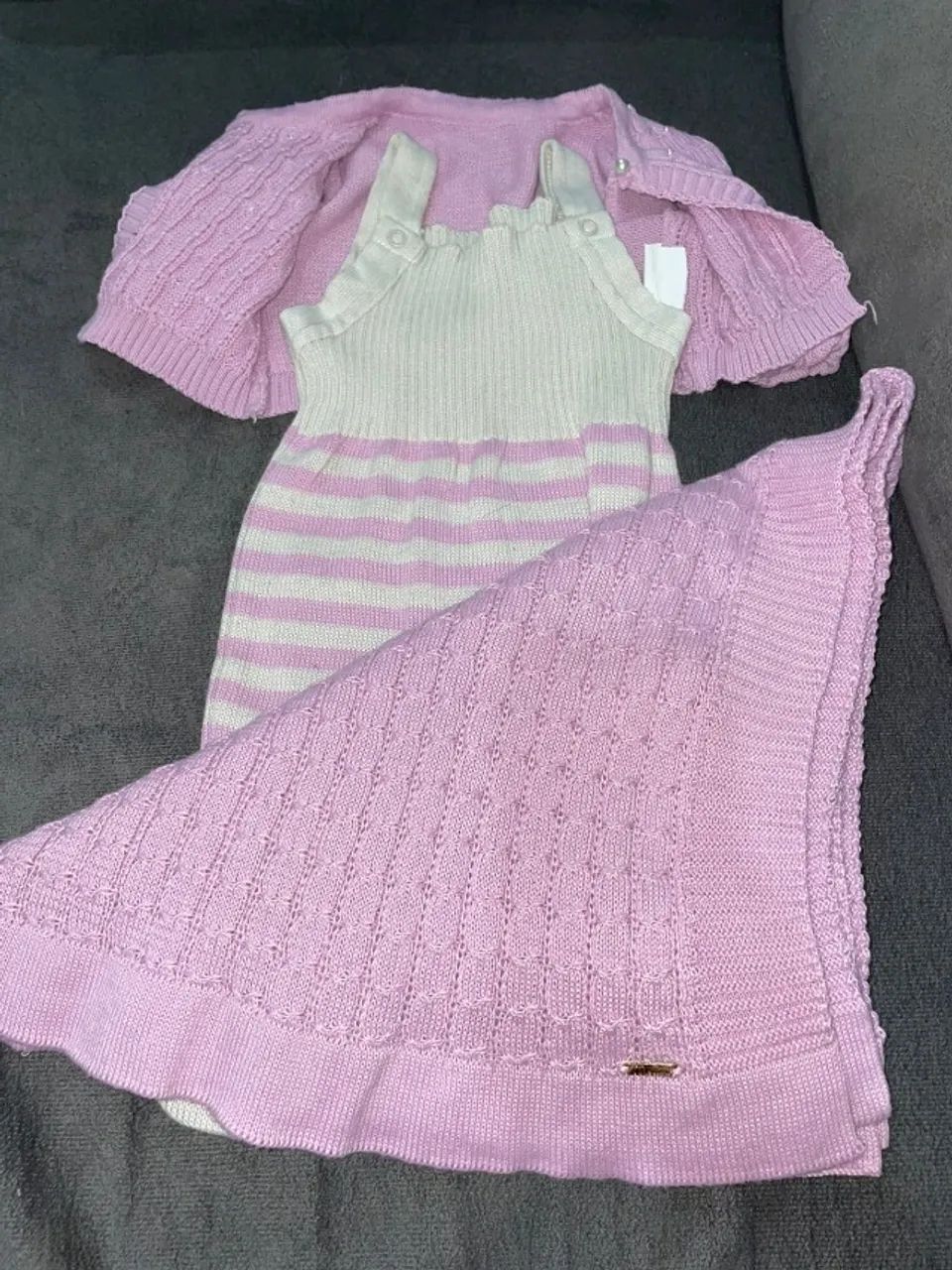 Saída de Maternidade Rosa com Pérolas e Manta - Foto 2