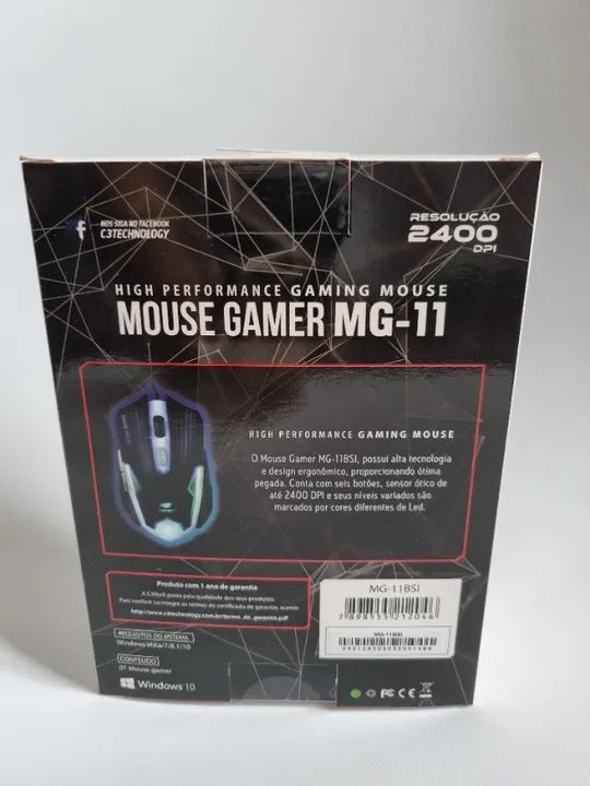 Mouse Gamer com leds 2400 DPI 6 botões C3Tech MG-11BSI - Foto 2