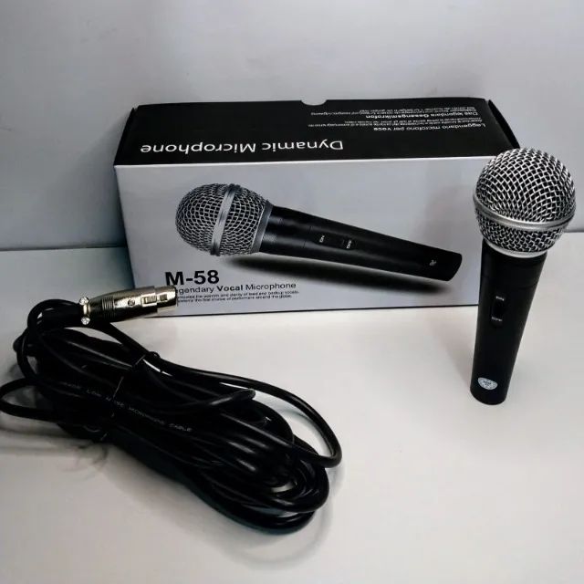MICROFONE COM FIO PROFISSIONAL, 5 METROS DE COMPRIMENTO - ENTREGA GRATIS