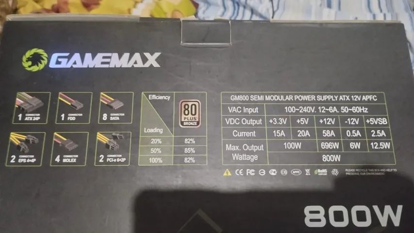 fonte gm800 gamemax 800w  - Foto 2