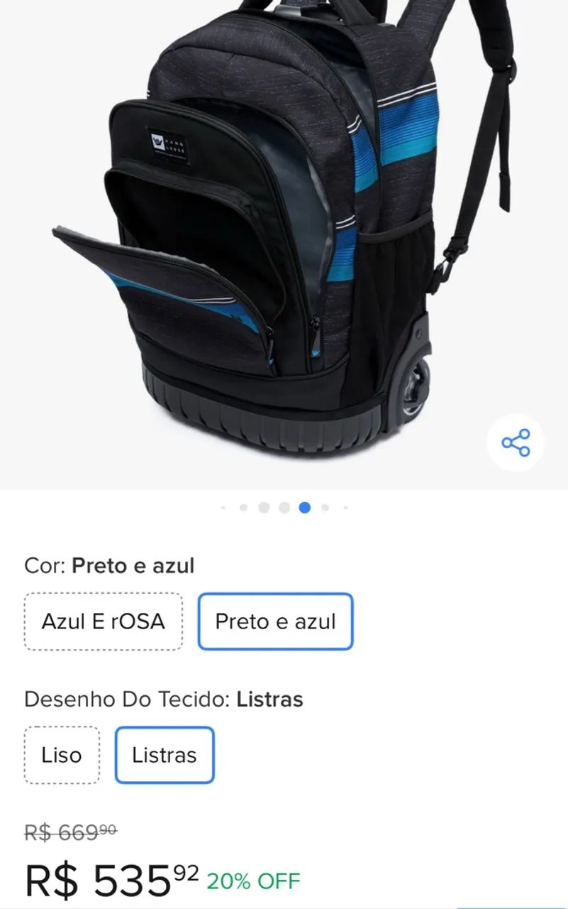 Kit Mochila Escolar De Rodinhas Juvenil Reforçada - Foto 4