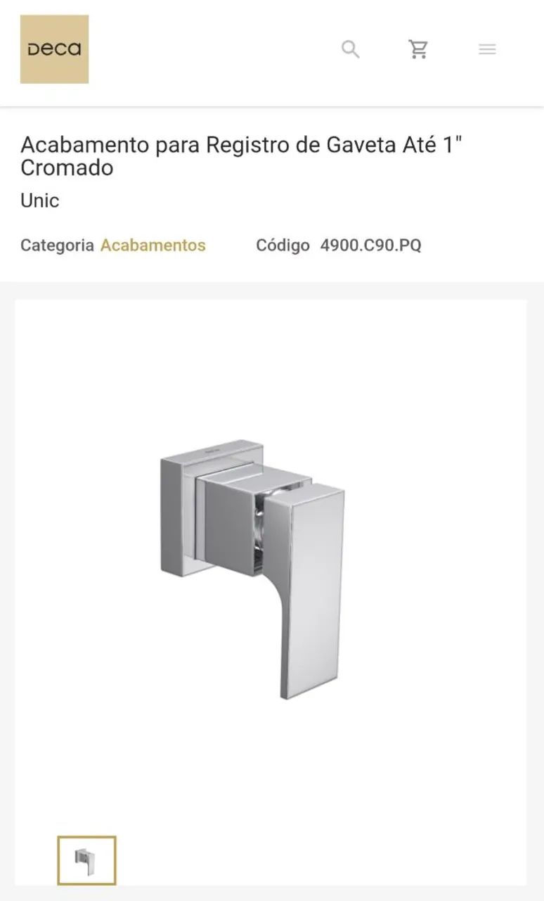 Acabamento para Registro de Gaveta Deca Cromado 4900.C90.PQ