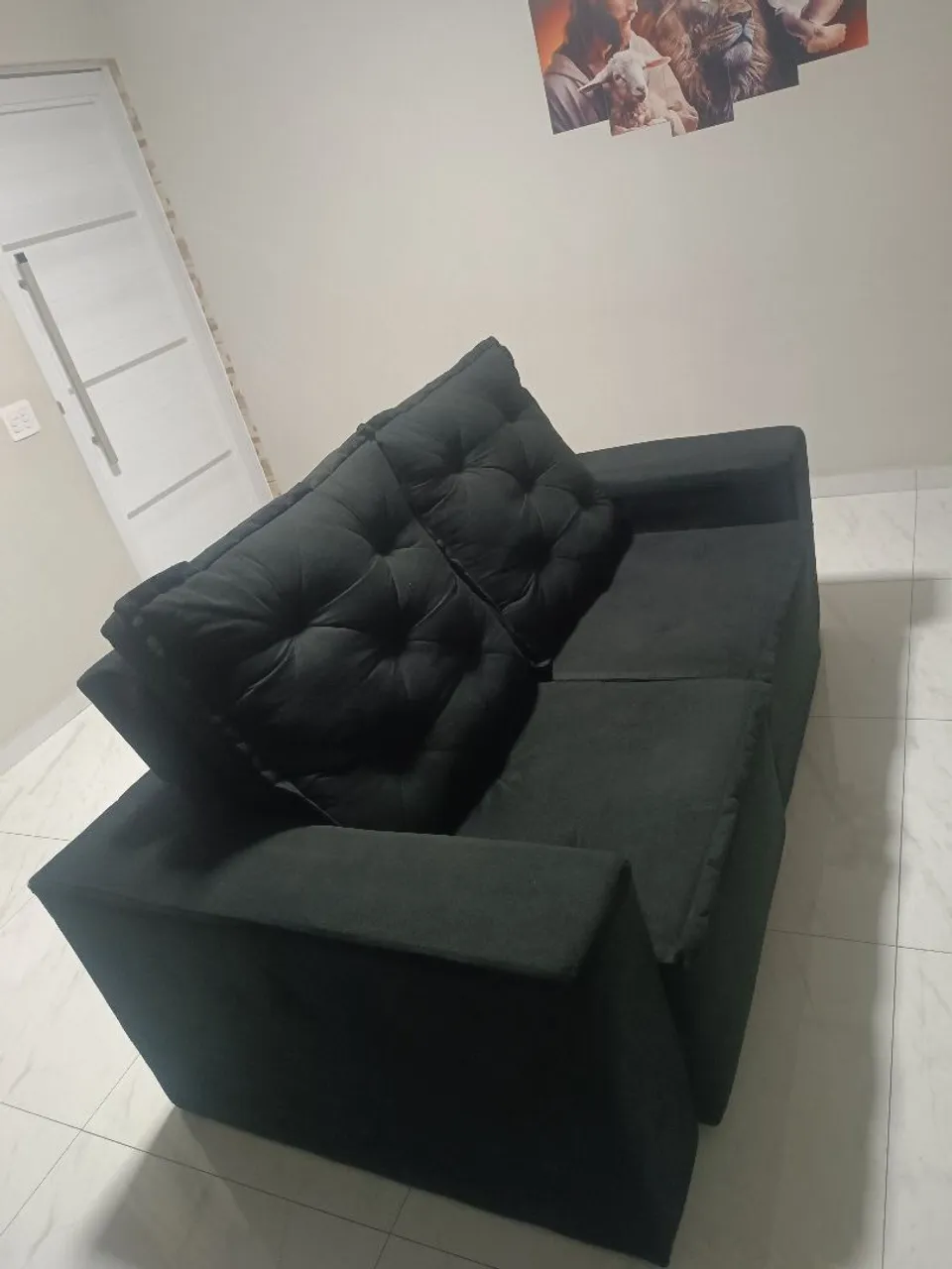 Sofá retrátil e reclinável preto 1,80m