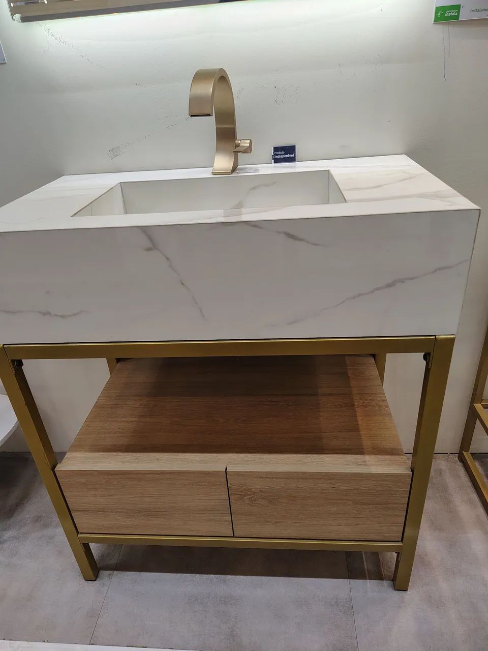 gabinete com cuba esculpida porcelanato bongut 80x45 - Foto 2