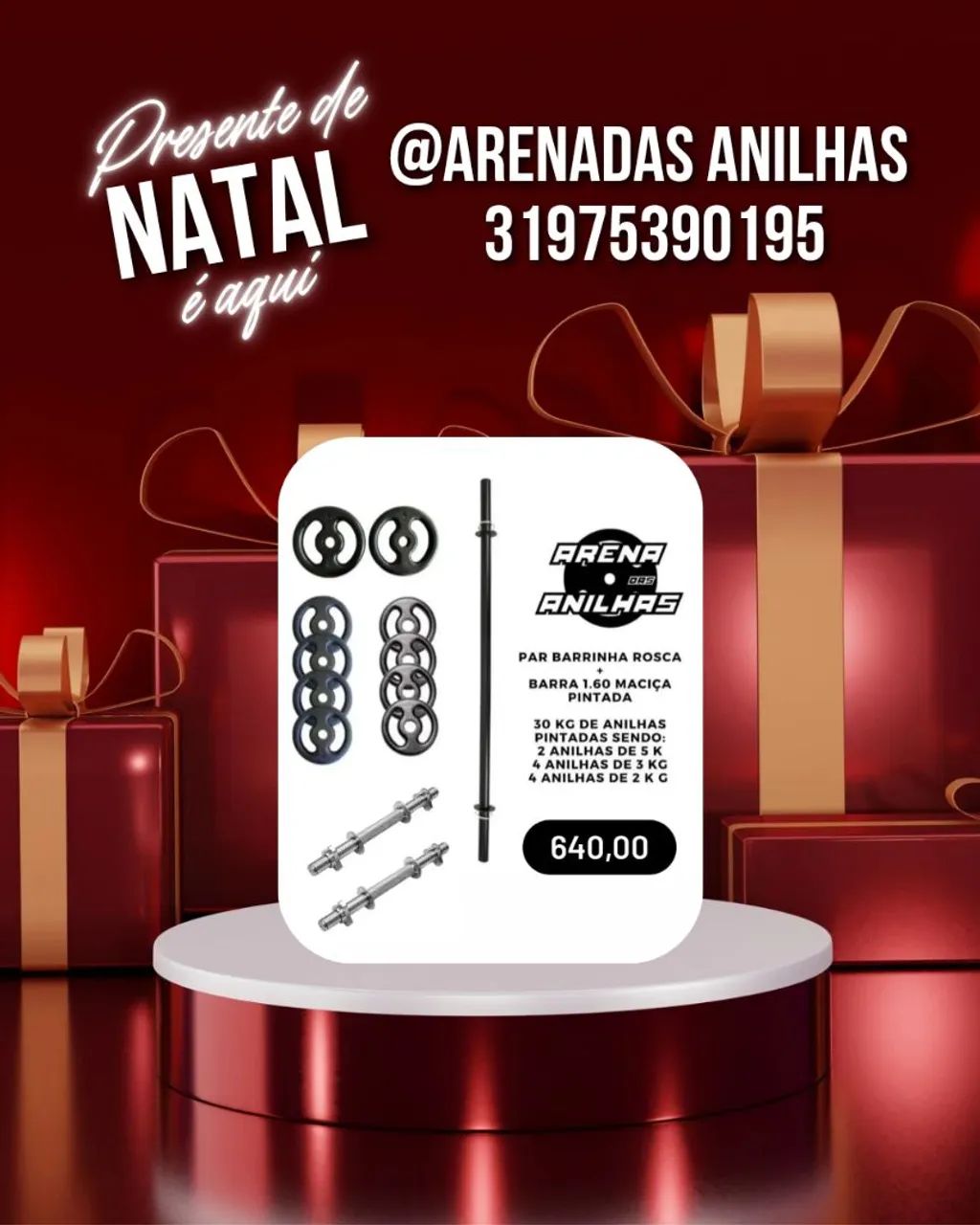 Kit barra completa de anilhas presente de Natal 
