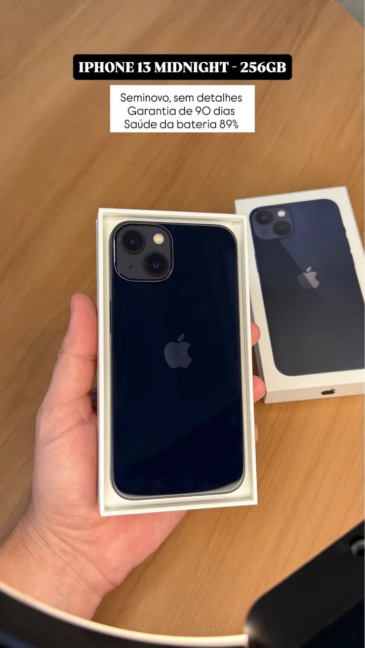 iPhone 13 Midnight 256GB, Seminovo sem detalhes 89%, Garantia
