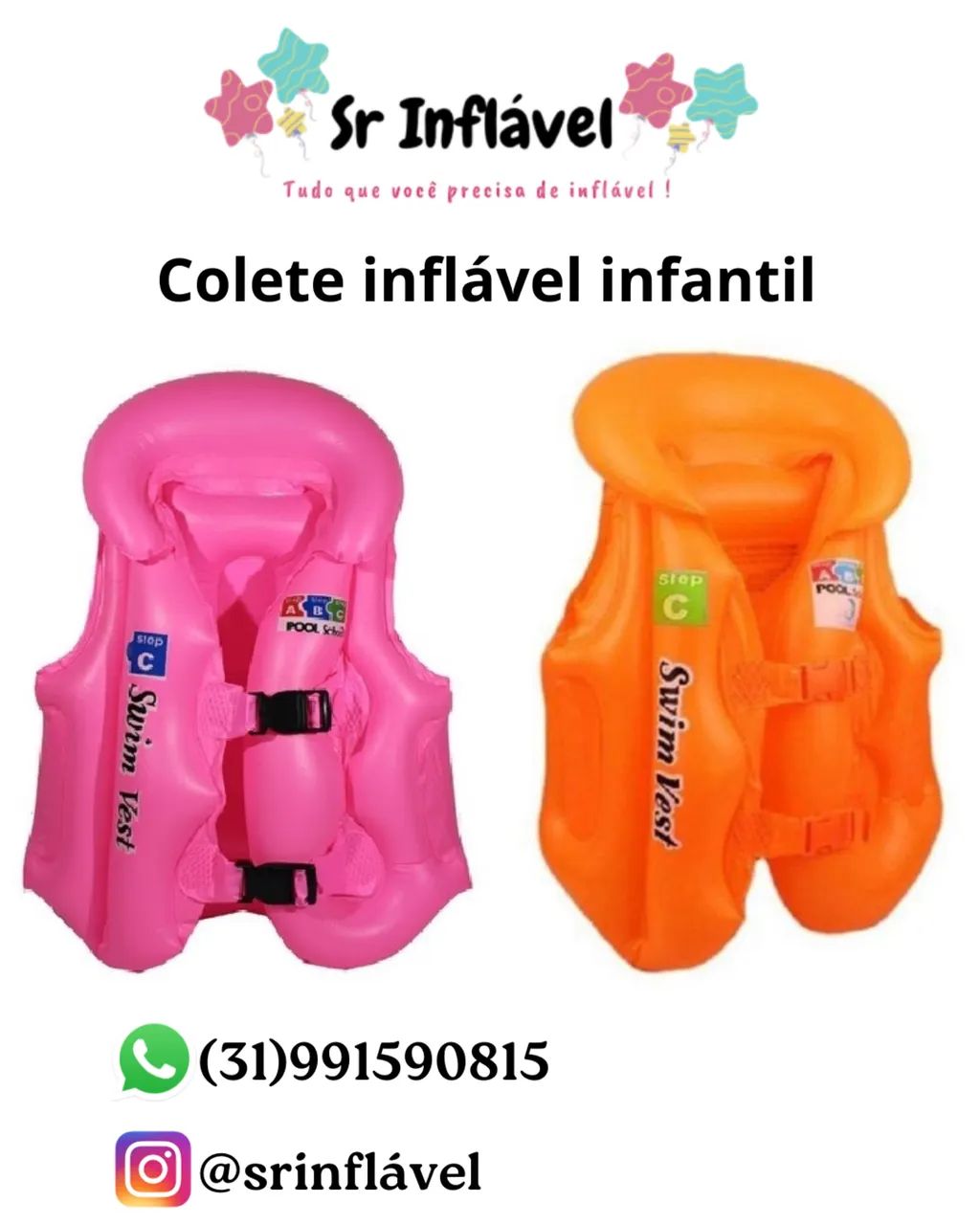 Colete inflável infantil - NOVO