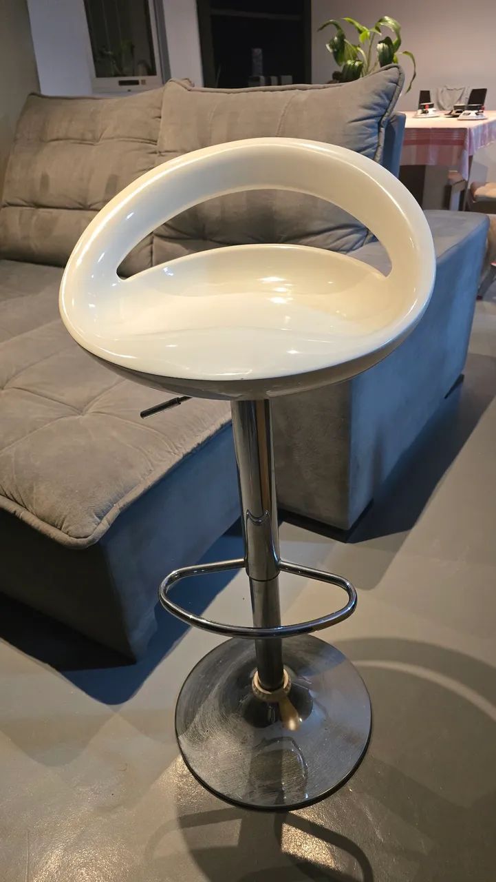 Banqueta Giratória Branca Design Moderno - Foto 2