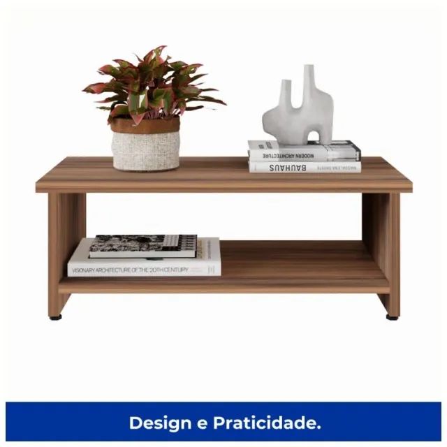 Mesa De Centro Moderna Com Tampo Reforçado Design Sofisticado Nogal 21431 - Foto 4