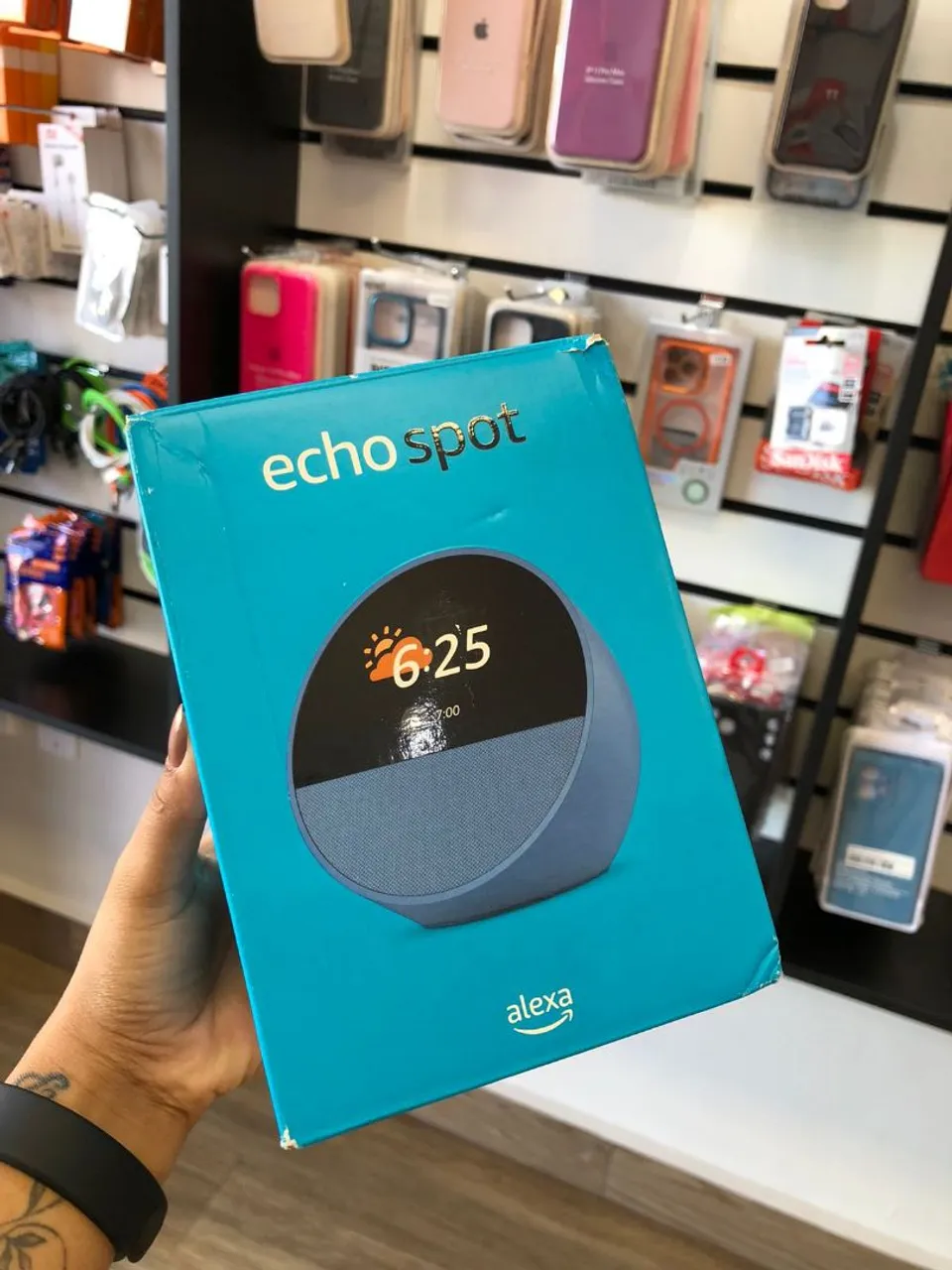 Alto falante inteligente com Tela+ Alexa Echo Spot