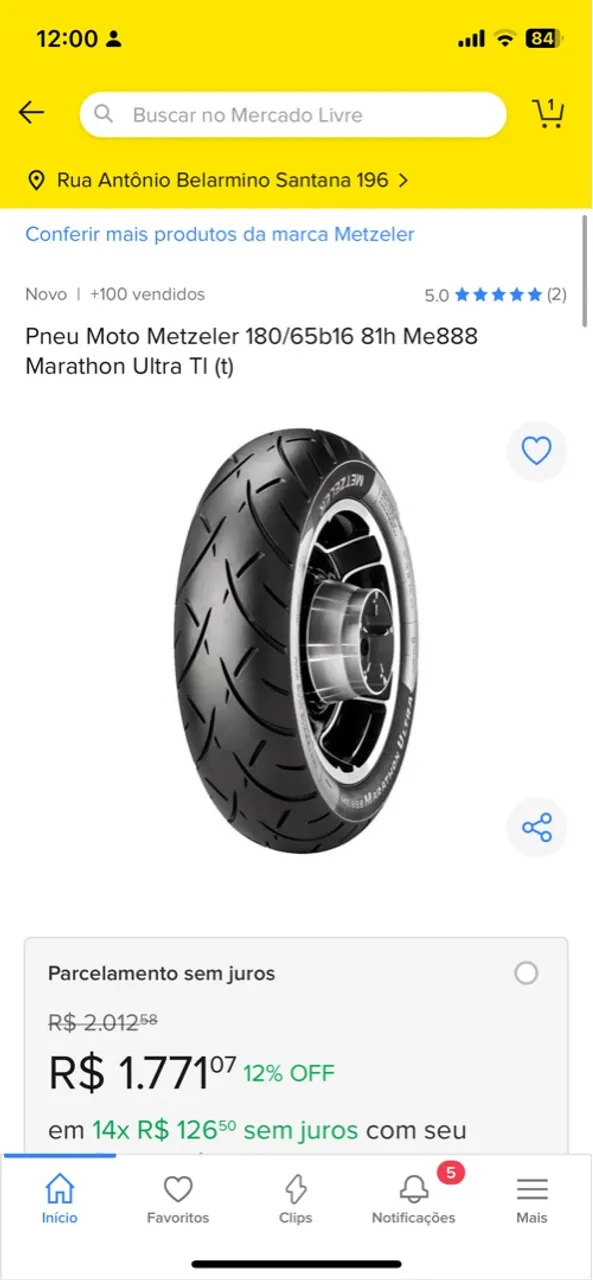 Pneu Moto Metzeler 180/65b16 81h Me888 Marathon Ultra TI