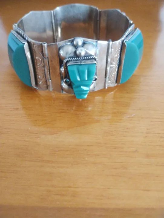 Bracelete Vintage Mexicano Taxco Com Prata Esterlina 925