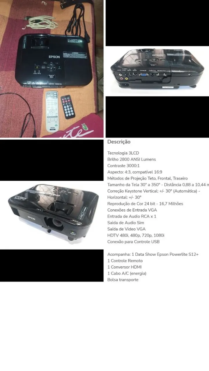 Projetor Epson Powerlite S12+