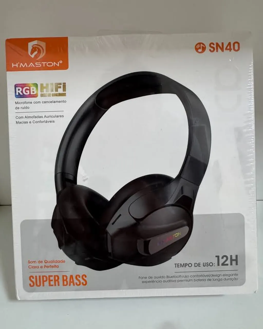 Fone de ouvido Bluetooth over-ear RGB H'maston