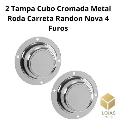 Tampa Cubo Cromada Metal Roda Carreta Randon 4 Furos 2 tampas cubo roda carreta randon