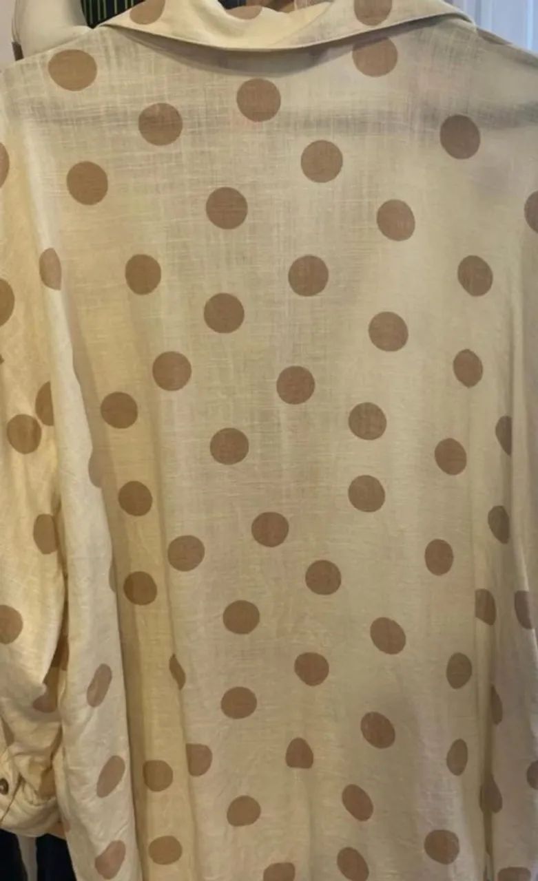 Camisa Zara Poá Bege Feminina - Foto 2
