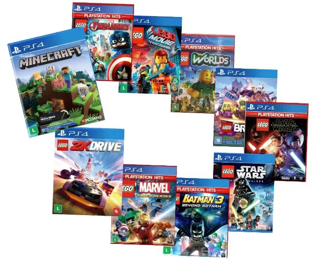 Kit 10 Jogos Lego e Minecraft LACRADOS Ps4 Midia Fisica
