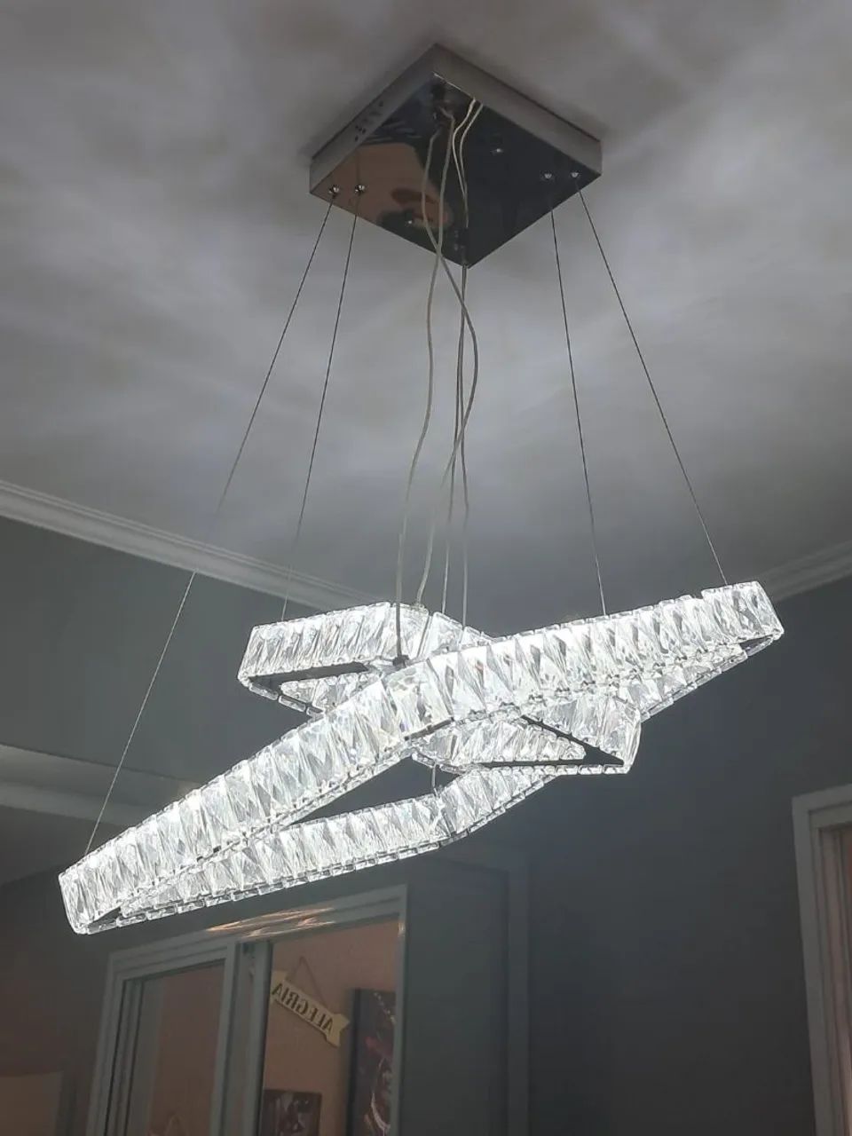 Luminária,  lustre tokyo led, quadrado , 2 luzes 