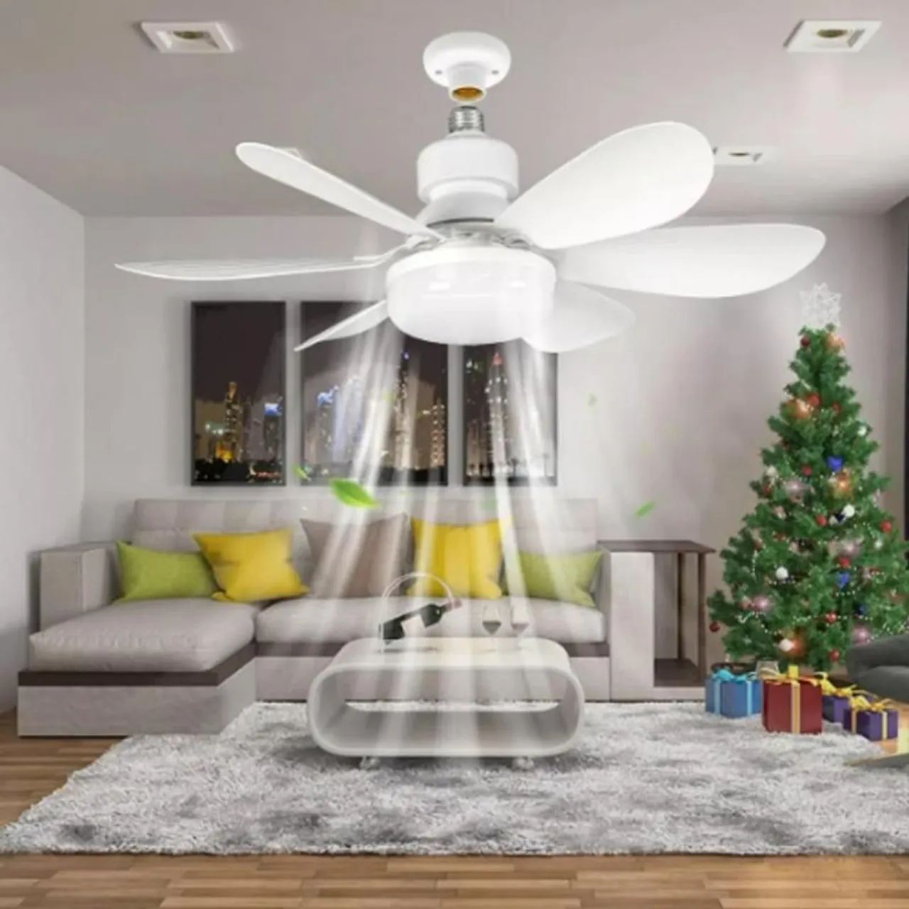 Ventilador de Teto E27 Silencioso Com Luz LED 60W Controle Remoto