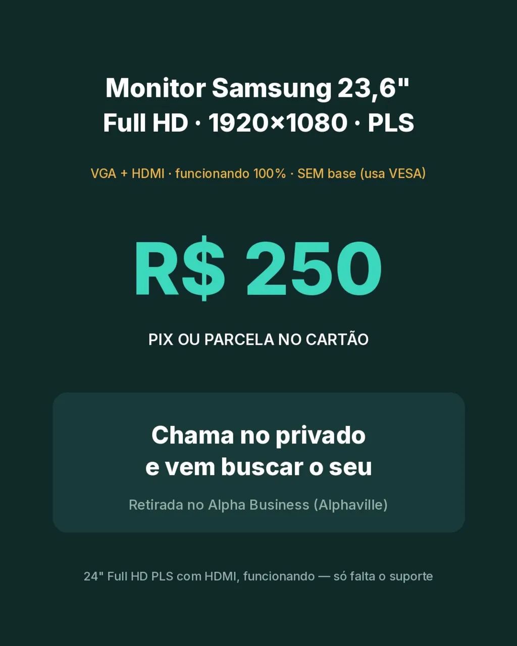 Monitor Samsung 23,6 polegadas Full HD PLS - Foto 4