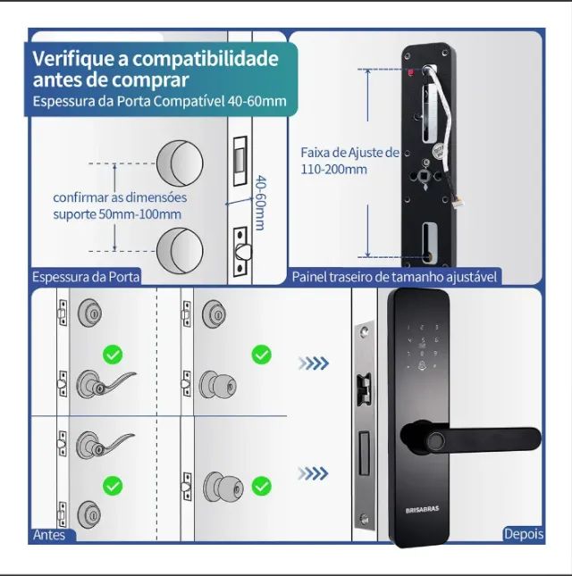 Fechadura Digital Biométrica Bluetooth Tuya Smart Vida - Foto 4