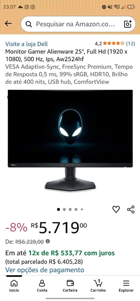 Monitor Alienware 500hz AW2524HF - Foto 3