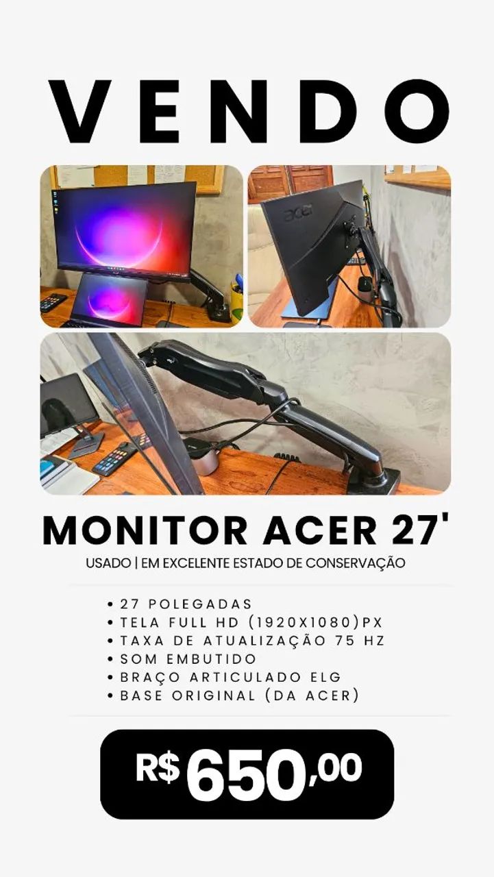 Monitor Acer 27' polegadas