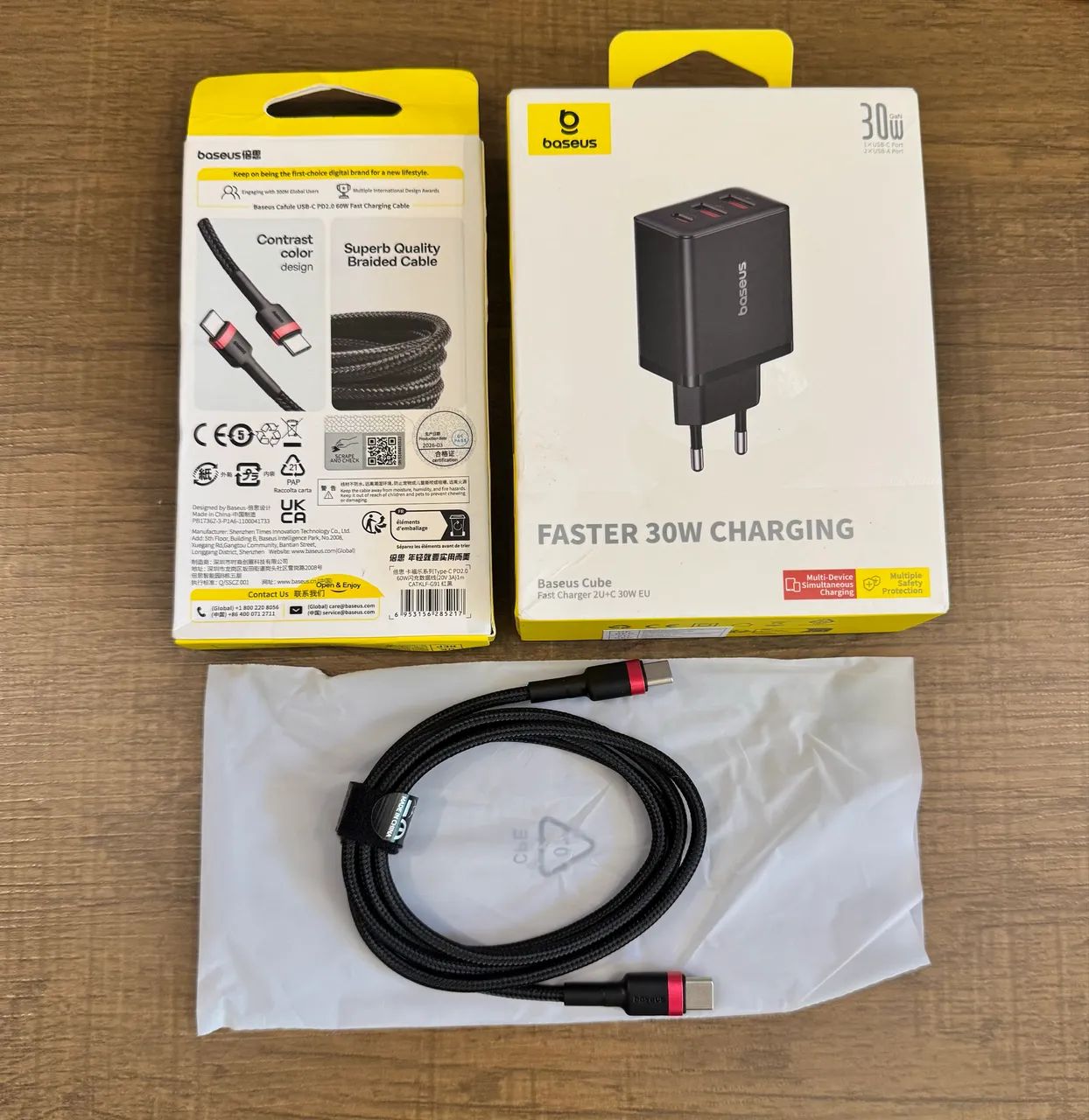 Carregador 30W + Cabo Usb-C Original Baseus 