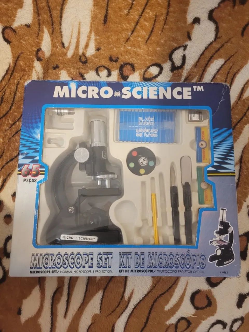 microscópio micro-science 65 peças incompleto anos 90/2000 em bom estado