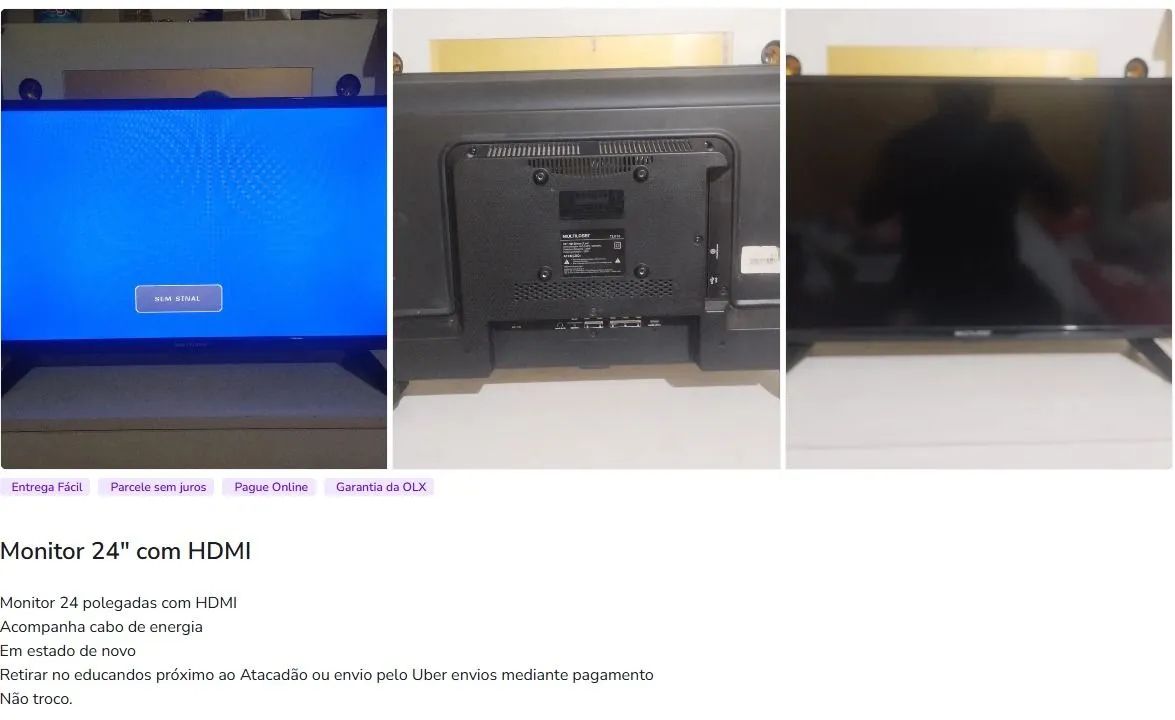 Vende-se monitor de 24 polegadas 